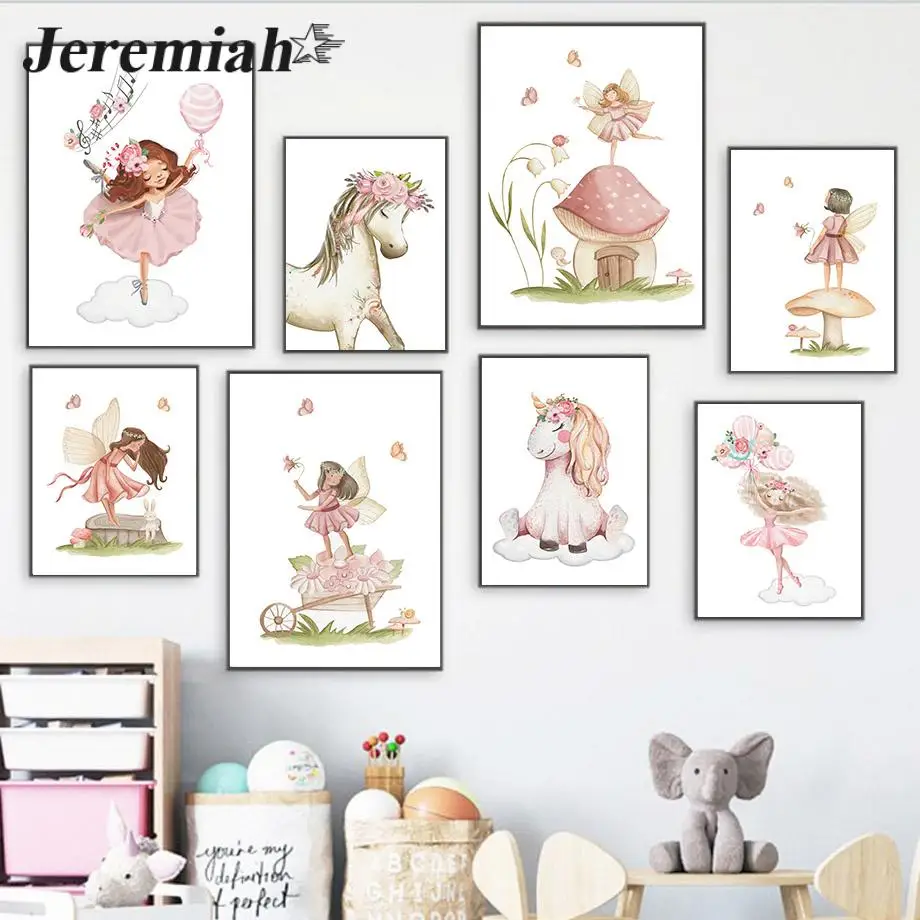 

Картина на холсте с изображением балерины единорога кролика лошади цветка