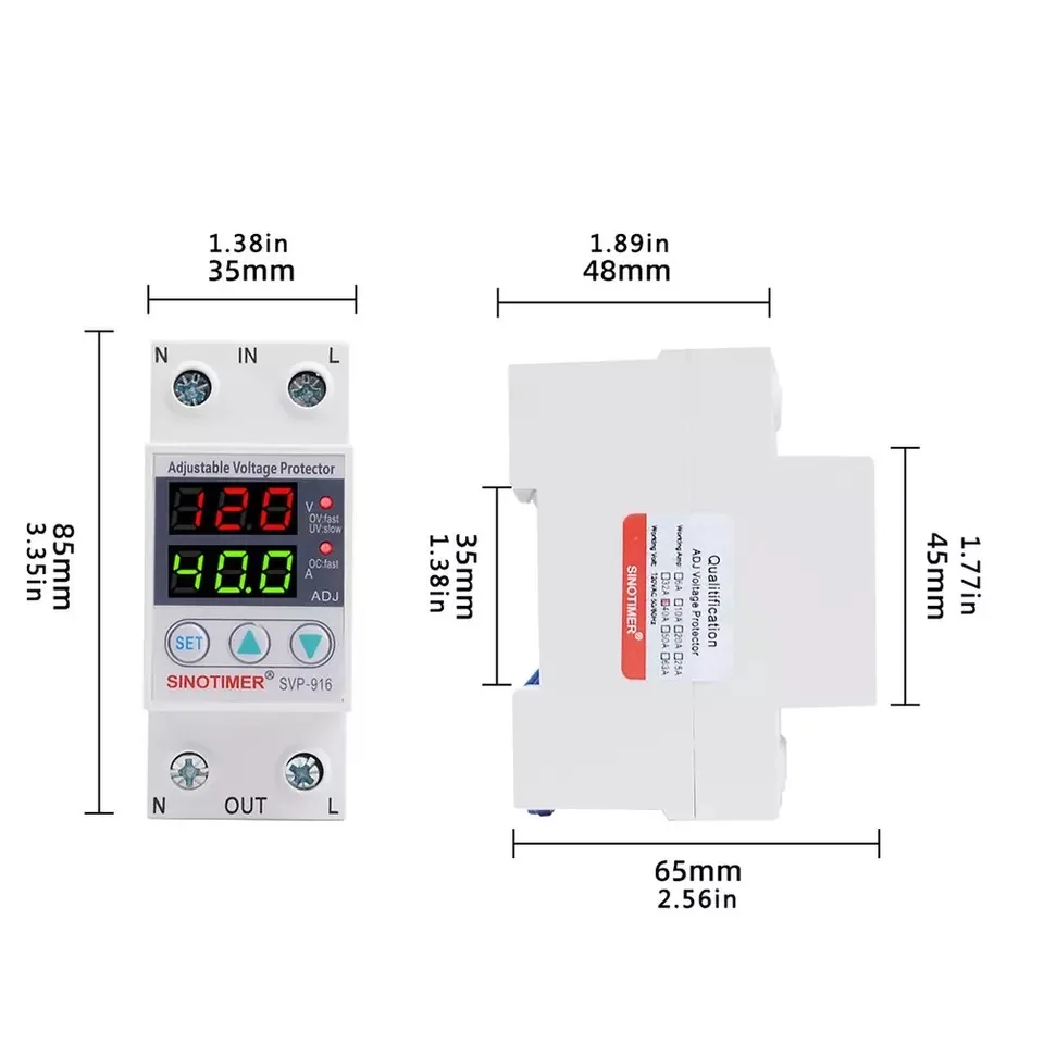 household 63a 80a 230v 5060hz din rail adjustable digital dual display limit over current over under voltage protection switch free global shipping