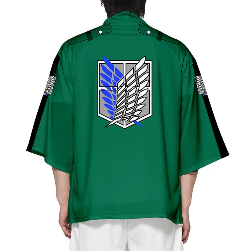 

Anime Attack on Titan Cosplay Costume Survey Corps 3D Color Printed Cape Coats Tops Feather Woven Adult Halloween Carnival Party