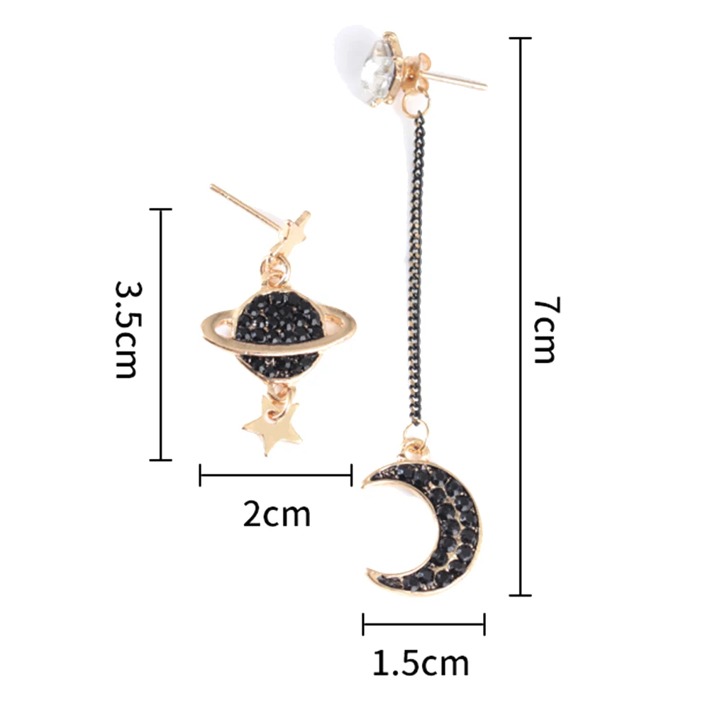 Модные женские асимметричные серьги с кисточками луной звездой планетой стразы