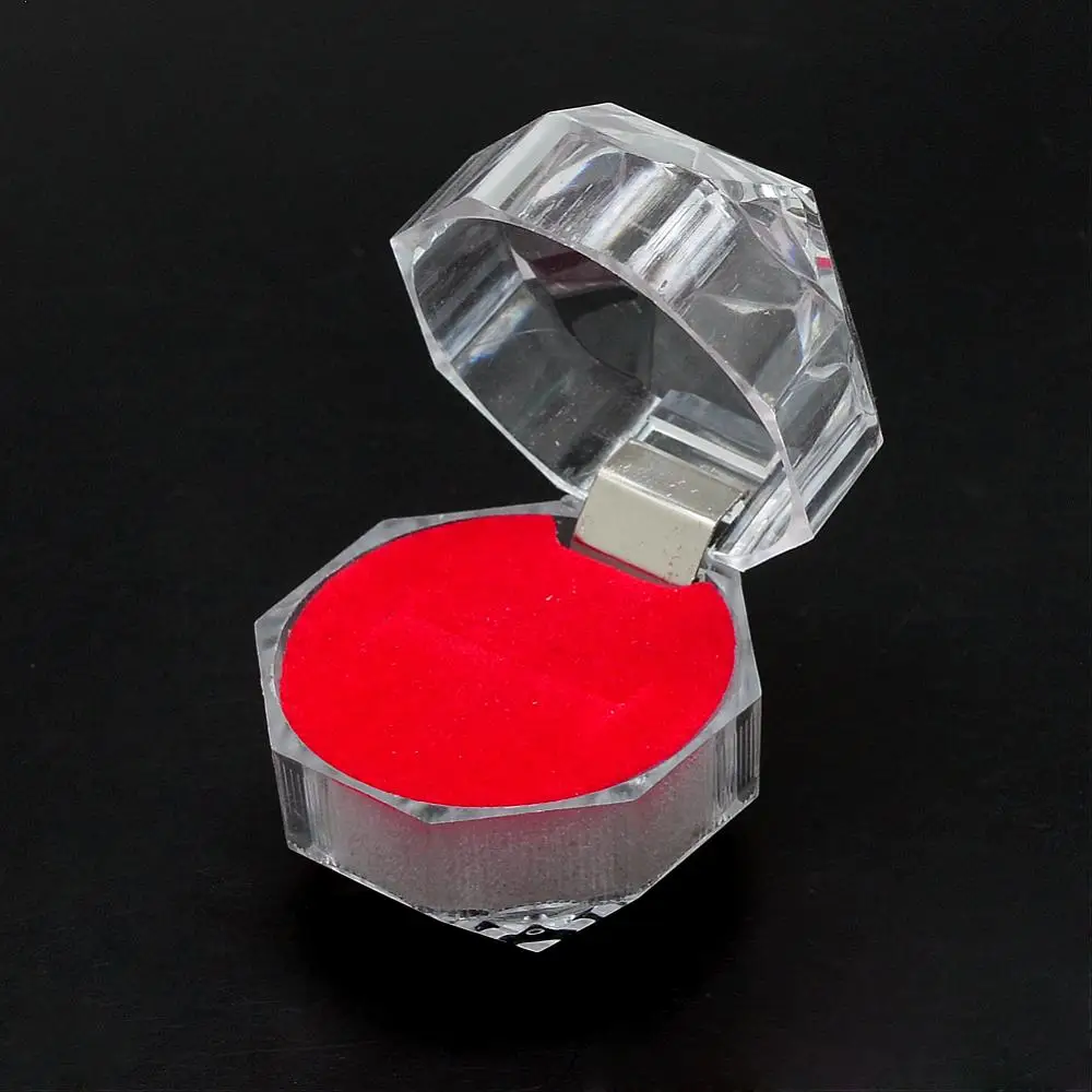 

20 Pcs Transparent Plastic Ring Boxes Jewelry Box Red 3.8x3.8x3.8cm