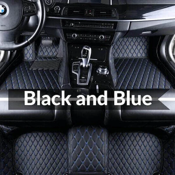 BLACK BLUE 5 Seat Пользовательские автомобильные кожаные Коврики для Audi A4 Avant Wagon Estate B8 8K 2009~ 5 мест Авто коврик для ног Аксессуары для ковров 2010 - Название цвета: BLACK BLUE 5 Seat