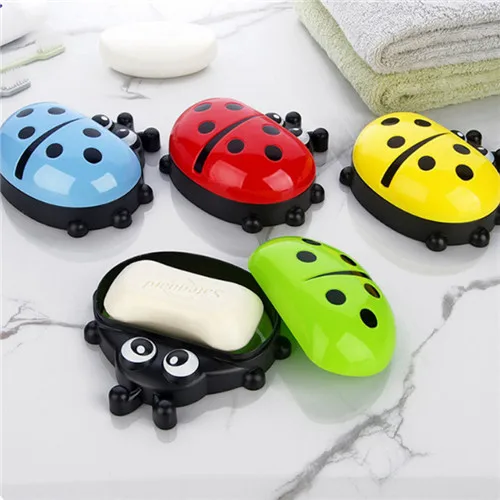 

Ladybug Soap Box Cartoon Travel Soap Dish Organizer Kids Bathroom Soap Holder