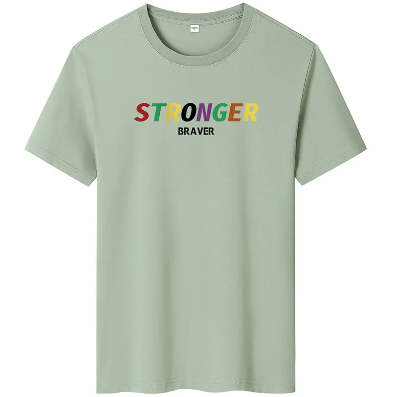 

2021 new cotton T-shirt men's fashion trend handsome personality letter printing round neck large size short-sleeved T-shirt