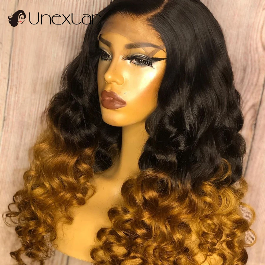 Wigs For Women Human Hair Brazilian Remy Human Hair Wig For Women Ombre Color Deep Wave Lace Front Wigs Pre Plucked Hairline