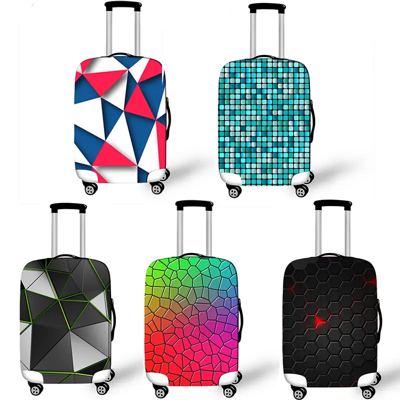 Geometric Travel Bag Cover Dust-proof Suitcase Protective Cover Pink Trolly Luggage Case Protector Portable Travel Accessories
