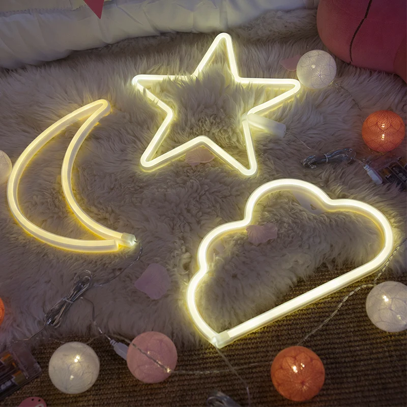 Креативная светодиодсветильник неоновая вывеска с сердечками лампа для