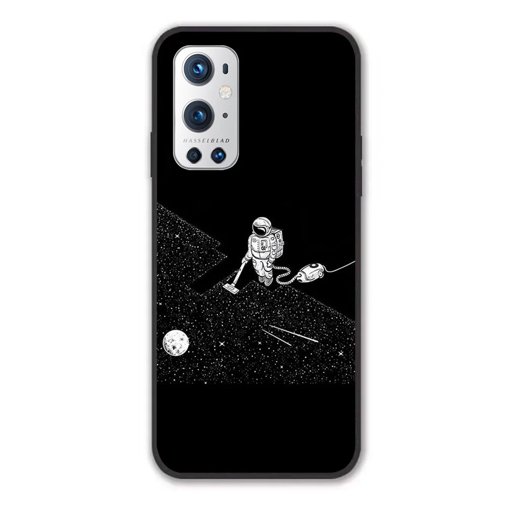 

For OnePlus Astronaut vacuuming the stars Soft TPU Border OnePlus 7 7T 7Pro 8 8T 8Pro 9 9Pro Case