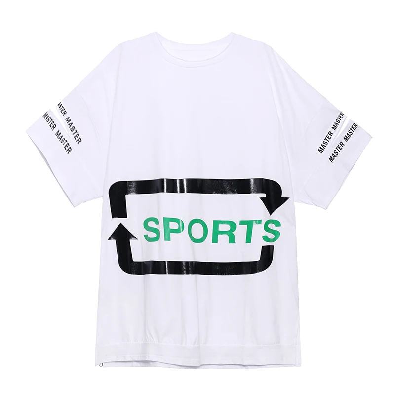 

XUXI 2021 Summer Women Black Cotton T-shirt Loose Thin Fashion Printing Streetwear Short Sleeve O Neck T Shirt Casual E2074