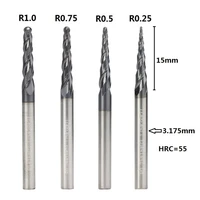 tapered ball nose end mill 4 pcs r0 25 r0 5 r0 75 r1 0 carbide end mill cnc engraving bit set