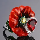 Кольцо женское обручальное с крупными бриллиантами и цветами, кольца из рубинового драгоценного камня