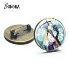 Японская мультяшная аниме Genshin Impact брошь значок значки аниме стекло кабошон Металлические Булавки Кнопка орнамент ювелирные изделия подарочные аксессуары