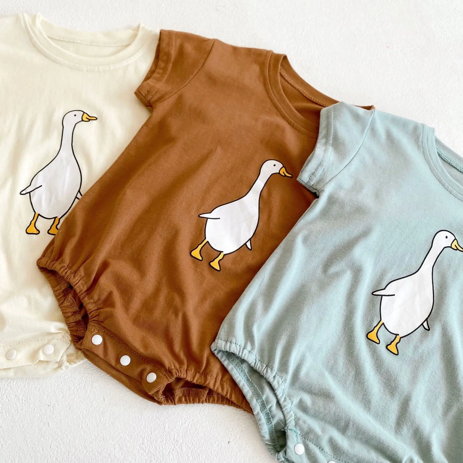 

Koodykids Summer Baby Boys Girls Duck Animal Printed Bodysuits Toddlers Boys Girls Cotton Rompers Baby Boys Outfits Rompers