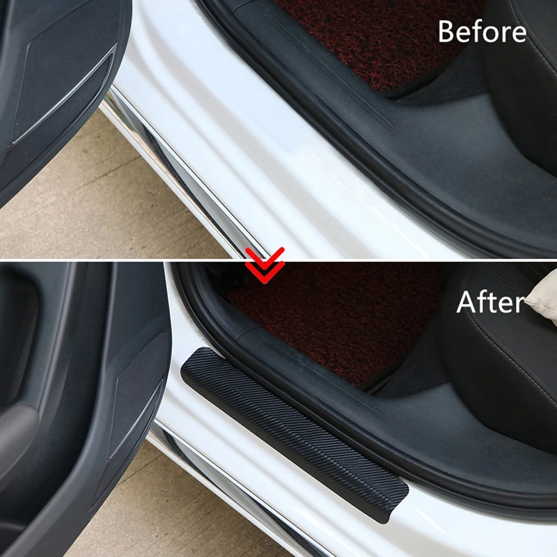 

4PCS Car Styling Carbon Fiber Door Sill Protector Stickers For Saab 93 95 Saab 9-3 9-5 900 9000 protection Sticker