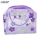 Прозрачная женская косметичка из ПВХ, креативные сумки для туалетных принадлежностей с цветочным принтом, дорожная портативная косметичка, чехол