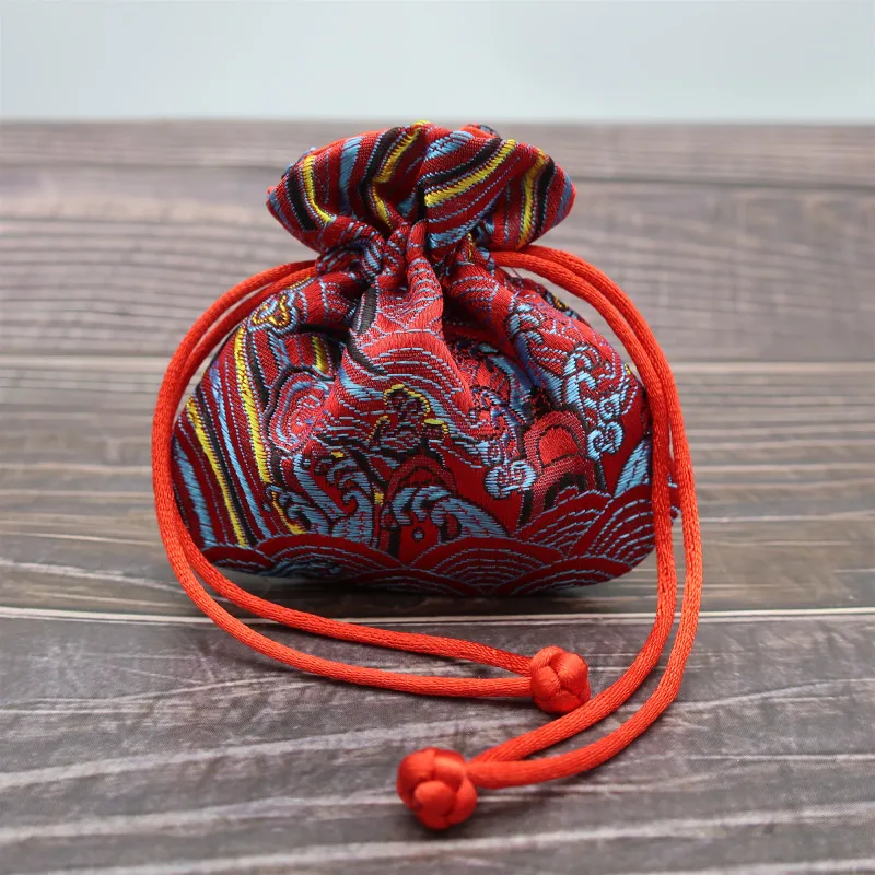 10pcs Mini Cute Drawstring Chinese style Gift Bag Silk Brocade Jewellery Pouches Vintage Sachet High Quality Packaging 8x9cm