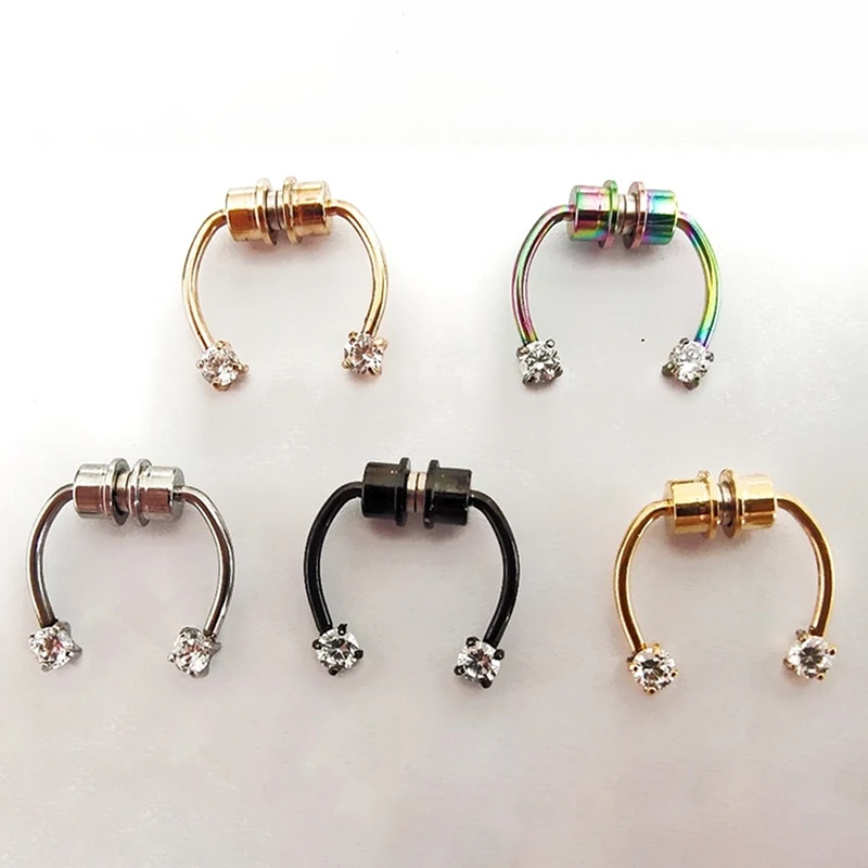 U образный поддельный Пирсинг нос кольцо Нержавеющая сталь магнитные фальшивый