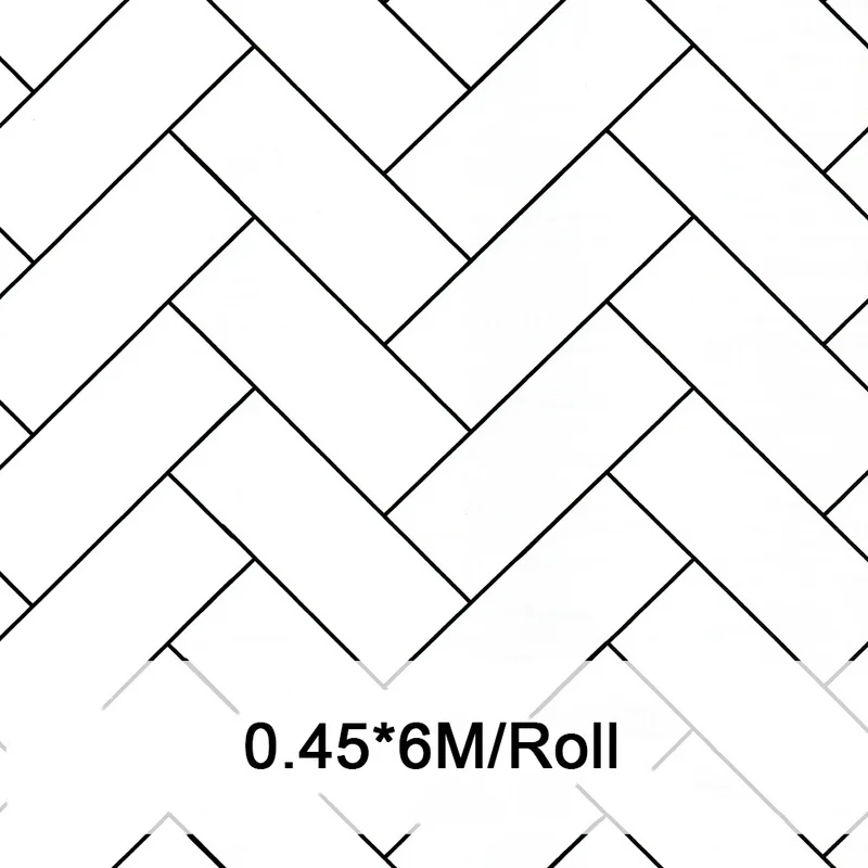 

3D Stereo Self Adhesive Wallpaper Bedroom Dormitory Black White Grid Geometric PVC White Oblique Brick Sticker Waterproof