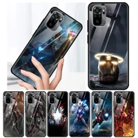 marvel iron man tempered glass cover for xiaomi redmi note 10 10s 9 9t 9s 8t 8 9a 9c 8a 7 pro max phone case