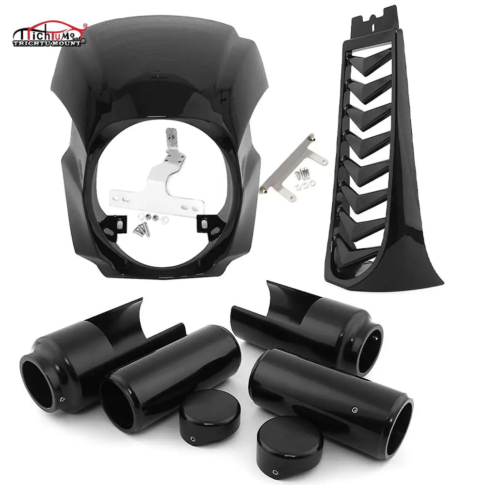 Спойлер для подбородка мотоцикла + крышки вилки обтекатель фары Harley Softail Street Bob break