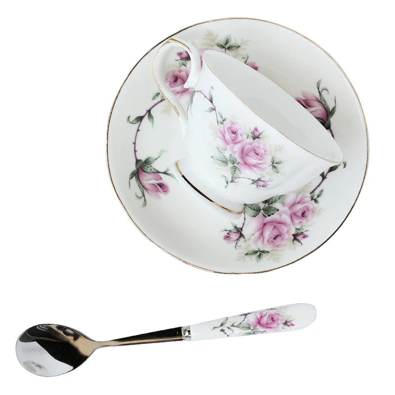 

Korean Bone China Coffee Cup Flower Gold Rim Tea Mug Luxury Porcelain Tea Cups and Saucer Sets Tazas De Cafe Creativas Caneca