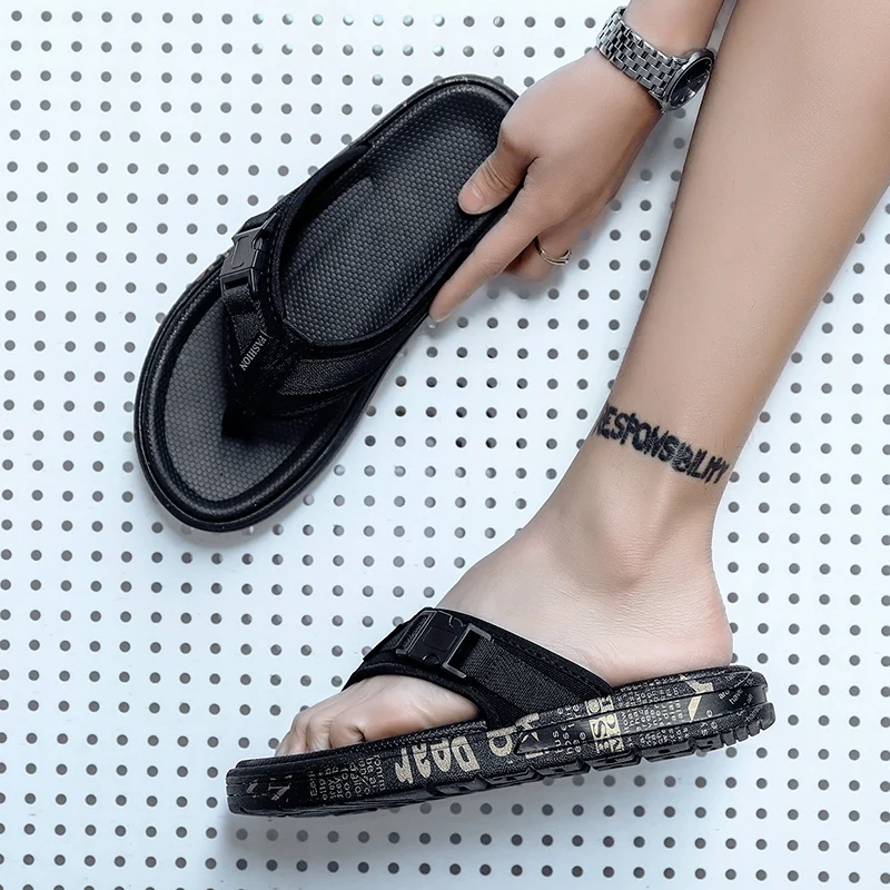 

Best Selling Men Beach Shoes Designer Flip Flops For Man Brand Room Shoes Mens Slides Shoes Rubber Sole Beach Slippers Men