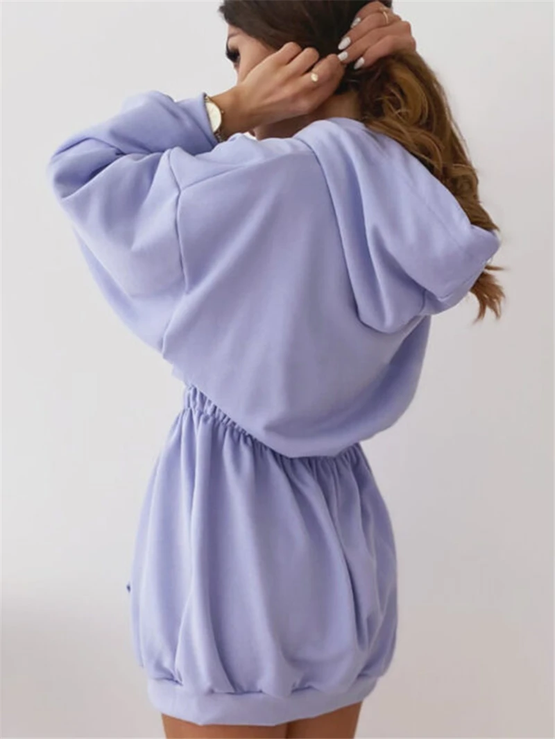 

Hirigin Autumn Hooded Female Sweatshirts Women Hoodies Dress Long Sleeve Pocket Elastic Waist Hoodie 2020 Streetwear Casual Lady