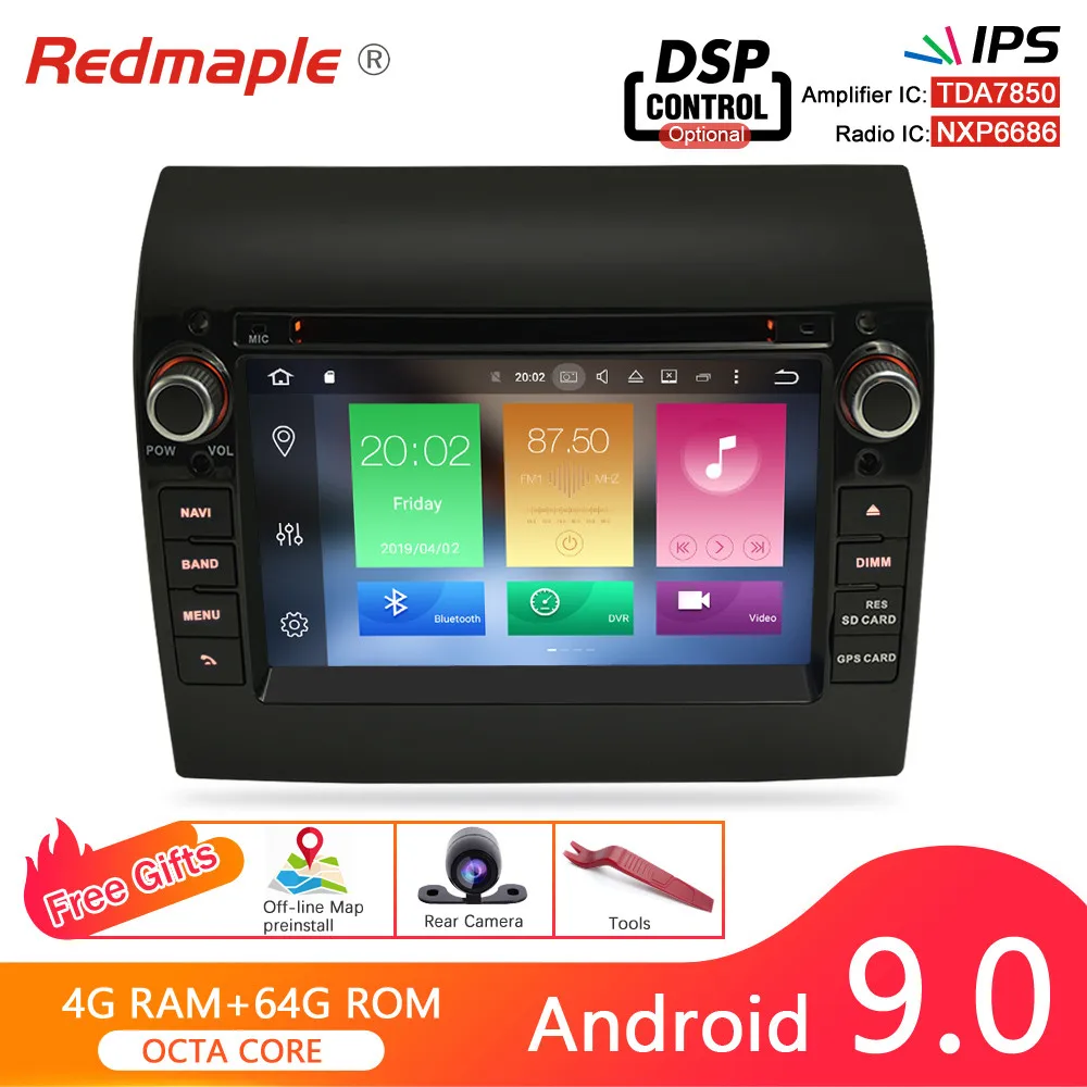 7 &quotAndroid 10 0/9 0 автомобильный DVD радио плеер GPS навигация Мультимедиа Стерео для Fiat