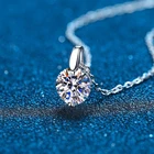Ожерелье из серебра 100% пробы с муассанитом 925 пробы, ожерелье с подвеской в виде круглого бриллианта 3 карата для женщин и мужчин, подарочное Ювелирное Украшение