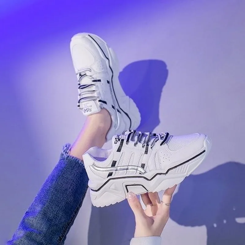 Женские кроссовки на толстой подошве LZJ модные массивные сникерсы платформе в