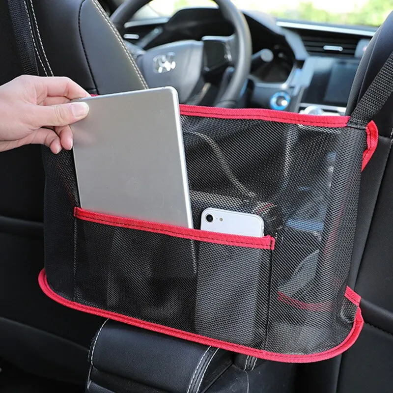 

Car Net Pocket Handbag Holder Double layer Universal Multifunction Car Organizer Seat Gap Storage Mesh Pocket