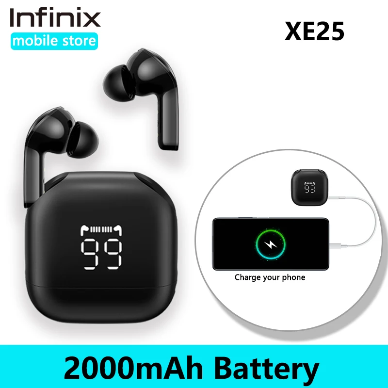 Infinix XE25 versione globale TWS vero auricolare Bluetooth Wireless 60ms microfono doppio a bassa latenza chiamate durata della batteria 2000mAh