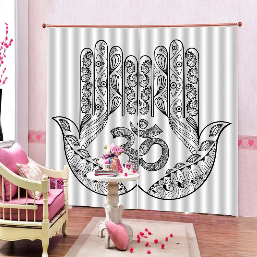 Классический домашний декор занавеска для душа большая ладонь с этническими