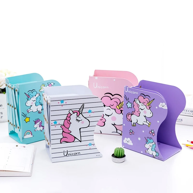 

Christmas Birthday Party Holiday Gift For Children Novelty Cute Unicorn Telescopic Metal Bookshelf Stationery Supply