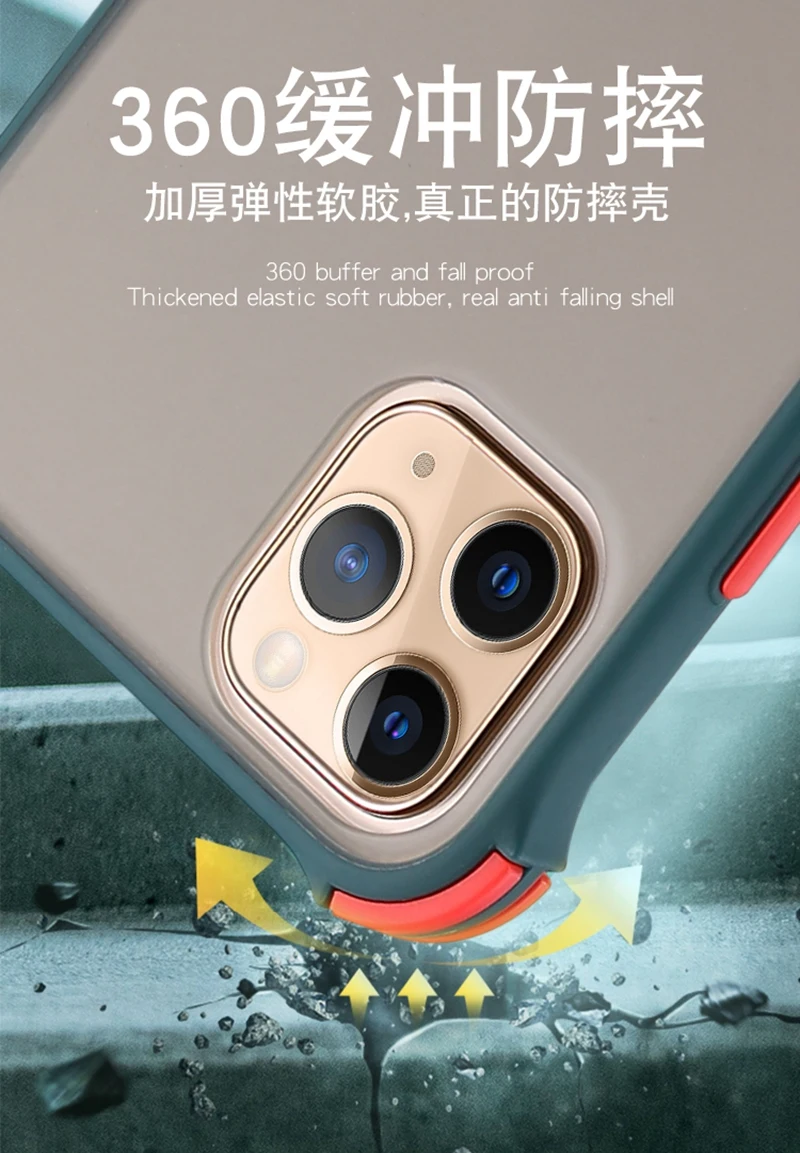 Shockproof Matte Acrylic Color Soft TPU Silicone Case Cover For Apple iPhone 6 6s 7 8 Plus 10 11 Pro X XS Max XR Touch Feel Capa |