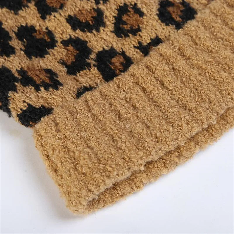 Новые шерстяные шапки Xthree с леопардовым принтом женская вязаная шапка меховым