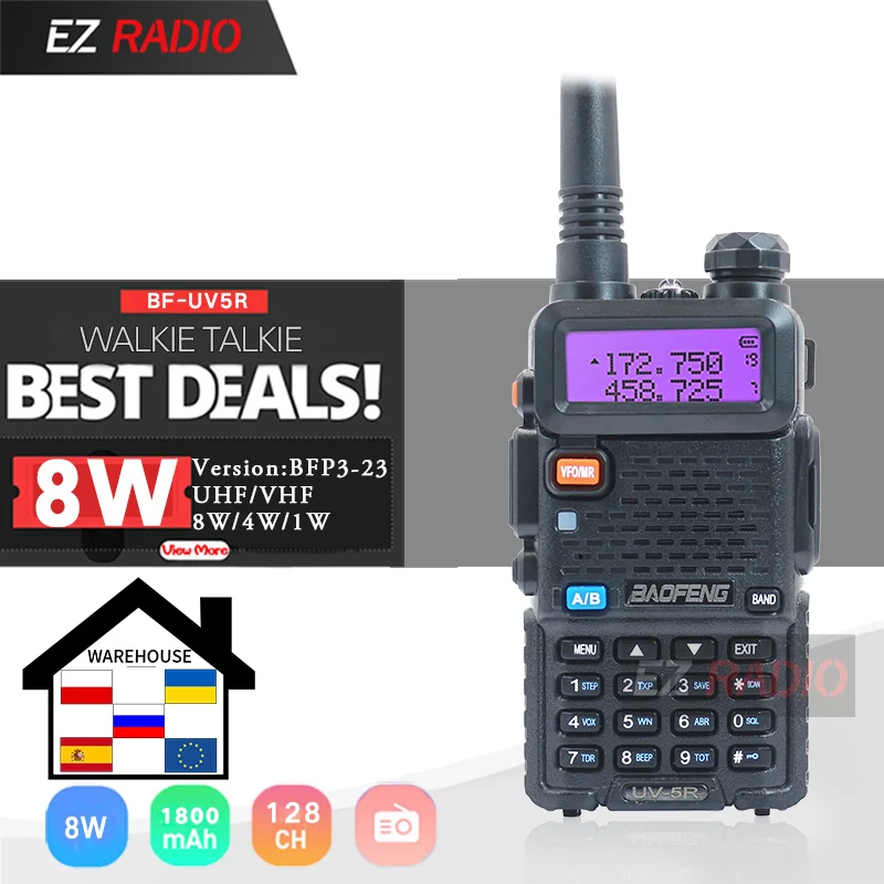 Рация Baofeng 5 Вт 8 10 км Boafeng UV5R Waki Taki Hunting Ham CB 2-сторонняя радиостанция UV 5R | Мобильные
