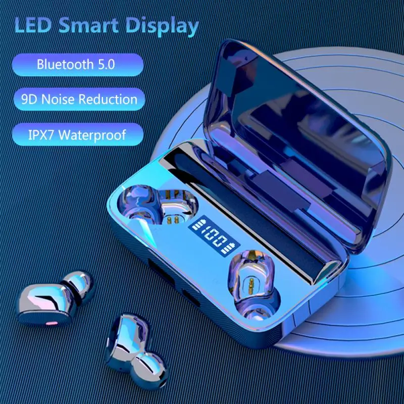 TWS Bluetooth V5.0 наушники беспроводные с микрофоном спортивная водонепроницаемая