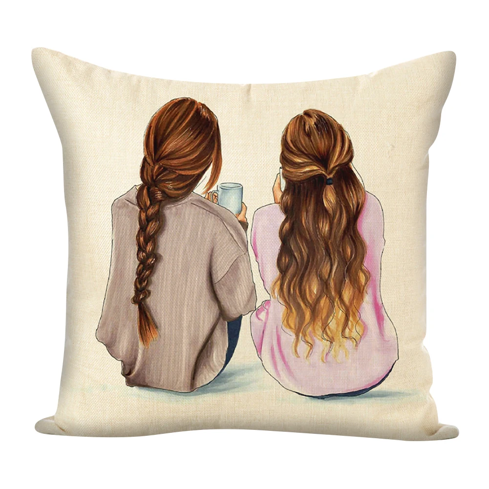 45x45 см квадратный город девушка Подушка Чехол для подушки дом автомобиль Диван