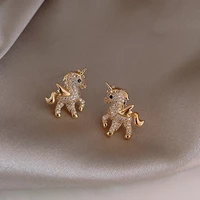 new women animal series stud earrings fashion wild unicorn moon stars full zircon exquisite earrings for women jewelry