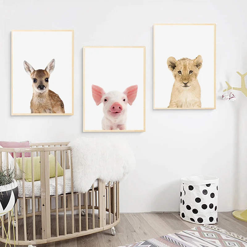 Картина на холсте украшение для стен сафари детские животные пушистый детский