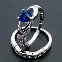 brass gemstones blue zircon oval ring classic blue