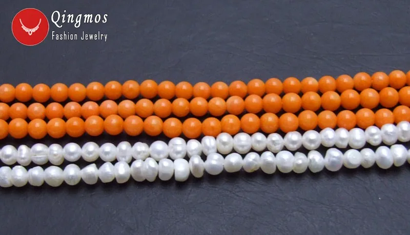 Qingmos 25 мм натуральное оранжевое коралловое ожерелье с кулоном для женщин 4