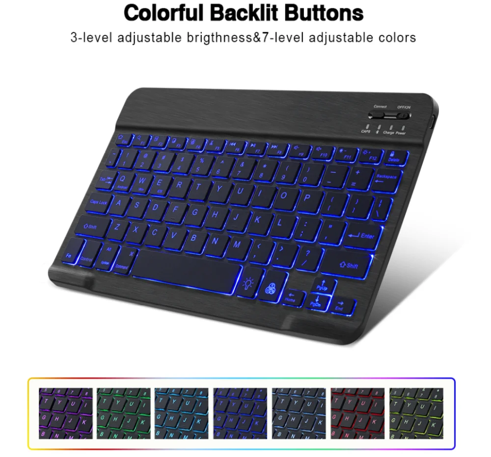 RGB LED Bluetooth Wireless Keyboard Slim for iPhone iPad Android Tablet Windows Rechargeable Portable Travel Keypad | Компьютеры и