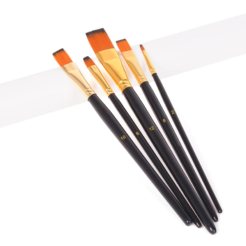 Ручка для рисования акварелью нейлоновая кисть 5 черных стандартов студенческие