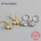 Женские серьги-кольца PONYKISS, модные вечерние серьги-кольца из 100% стерлингового серебра 925 пробы с изображением пчелы