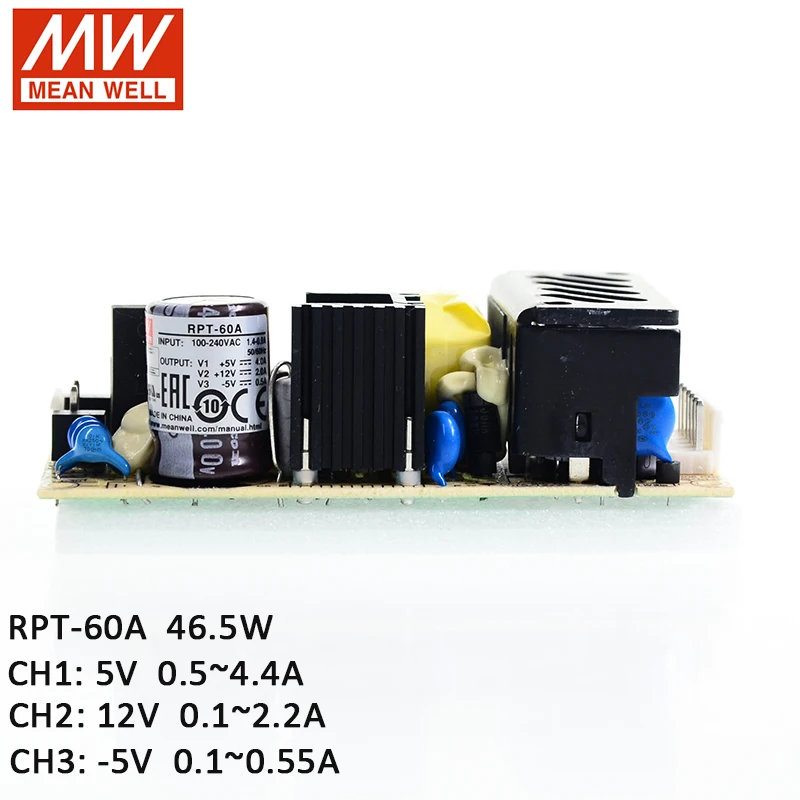 RPT 60A Meanwell 46 5 Вт Тройная Выходная печатная плата переключатель питания 110 В/В