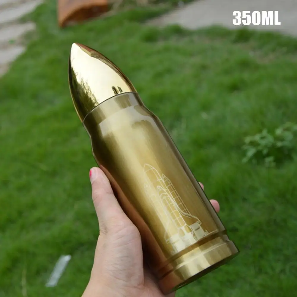 350ml Golden Нержавеющая сталь Вакуумная чашка Пуля Форма Чай Кофе горячая питьевая Кружка Контейнер офисная вода чашка в подарок термосы бутылка - Цвет: 350ml Golden