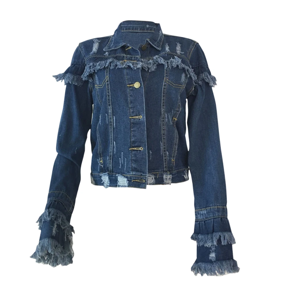 Осенне-зимняя женская джинсовая куртка с кисточками 2020 Harajuku бойфренда Свободная