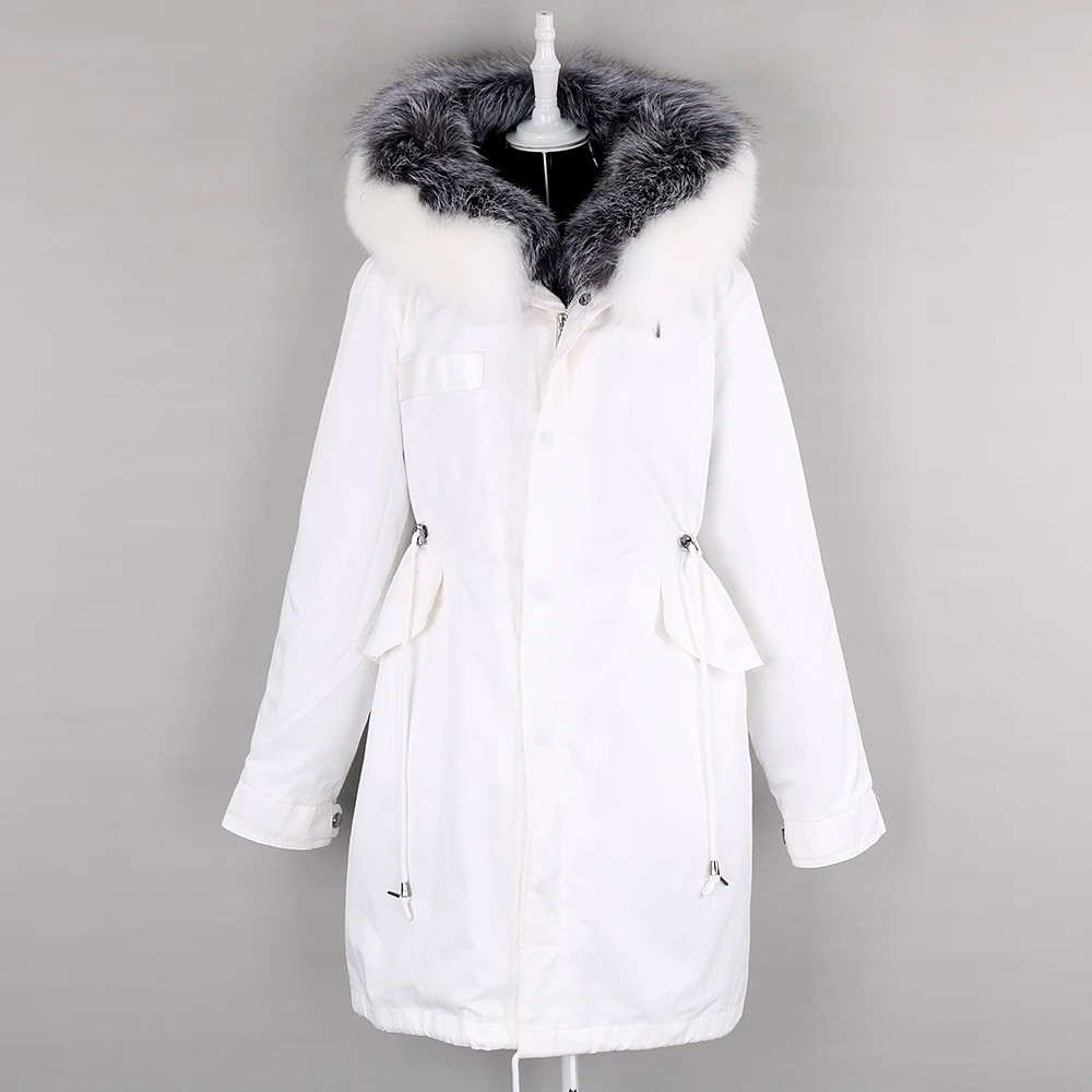 Women Winter Real Rox Fur Coat Long Jacket Color Matching Parka Waterproof Big Natural Raccoon Fur Collar Thick Warm Streetwear enlarge